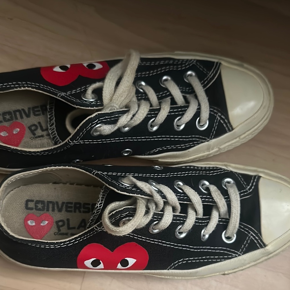 Converse Black Sneakers with Red Heart Design